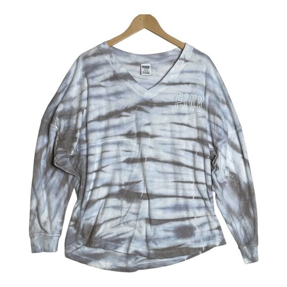 PINK Victoria's Secret V Neck Terry‎ Cloth Pull Over Size Medium Oversized - Picture 1 of 7